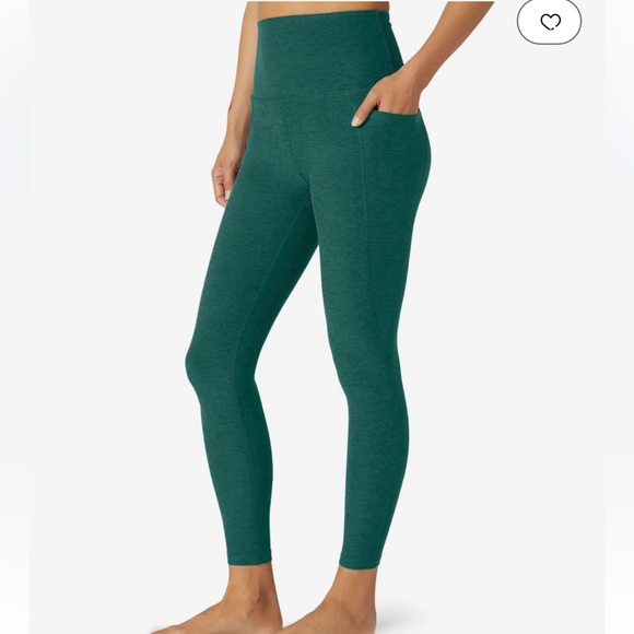 Beyond Yoga Pants - BEYOND YOGA SPACE DYE HIGH WAISTED POCKET MIDI LEGGINGS IN TEAL HEATHER S